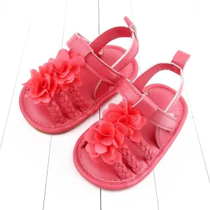 Baby Girls Bow Sandals Soft Non-Slip Rubber Sole Summer Flat Walking Shoes for 0-18 Months