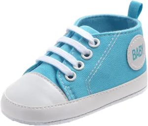 Baby Girls Boys Canvas Sneakers Soft Sole High-Top Ankle First-Walkers Step Shoes Infant Toddler Girl Shoes with Lights