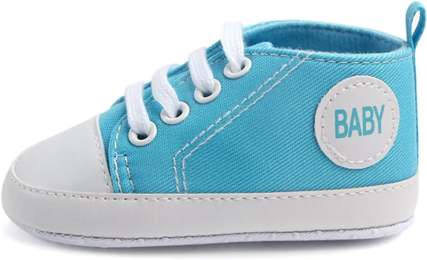 Baby Girls Boys Canvas Sneakers Soft Sole High-Top Ankle First-Walkers Step Shoes Infant Toddler Girl Shoes with Lights