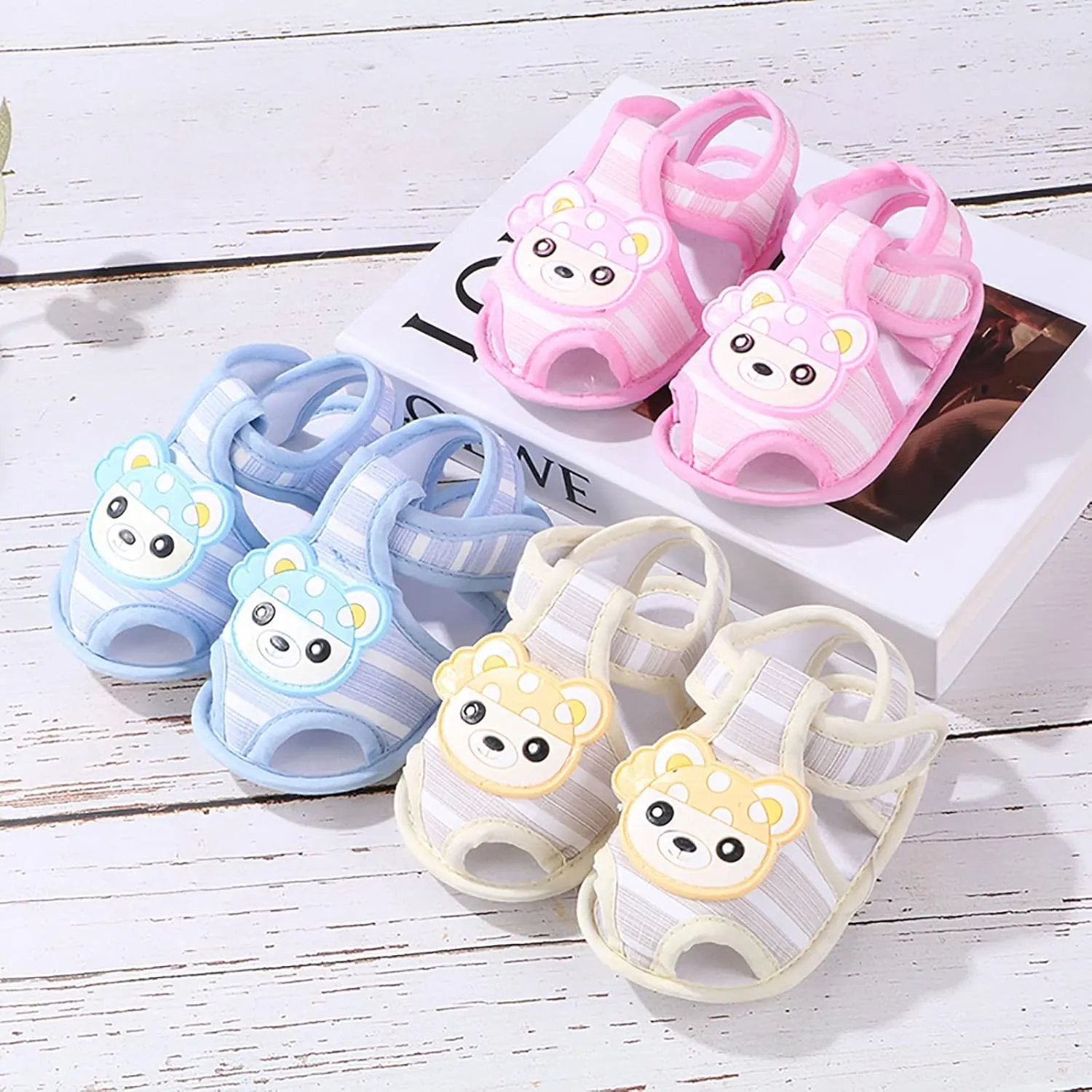Baby Girls Boys Cute Cartoon Sandals Infant Soft Sole Closed Toe Anti Slip Lightweight Breathable Outdoor Shoes