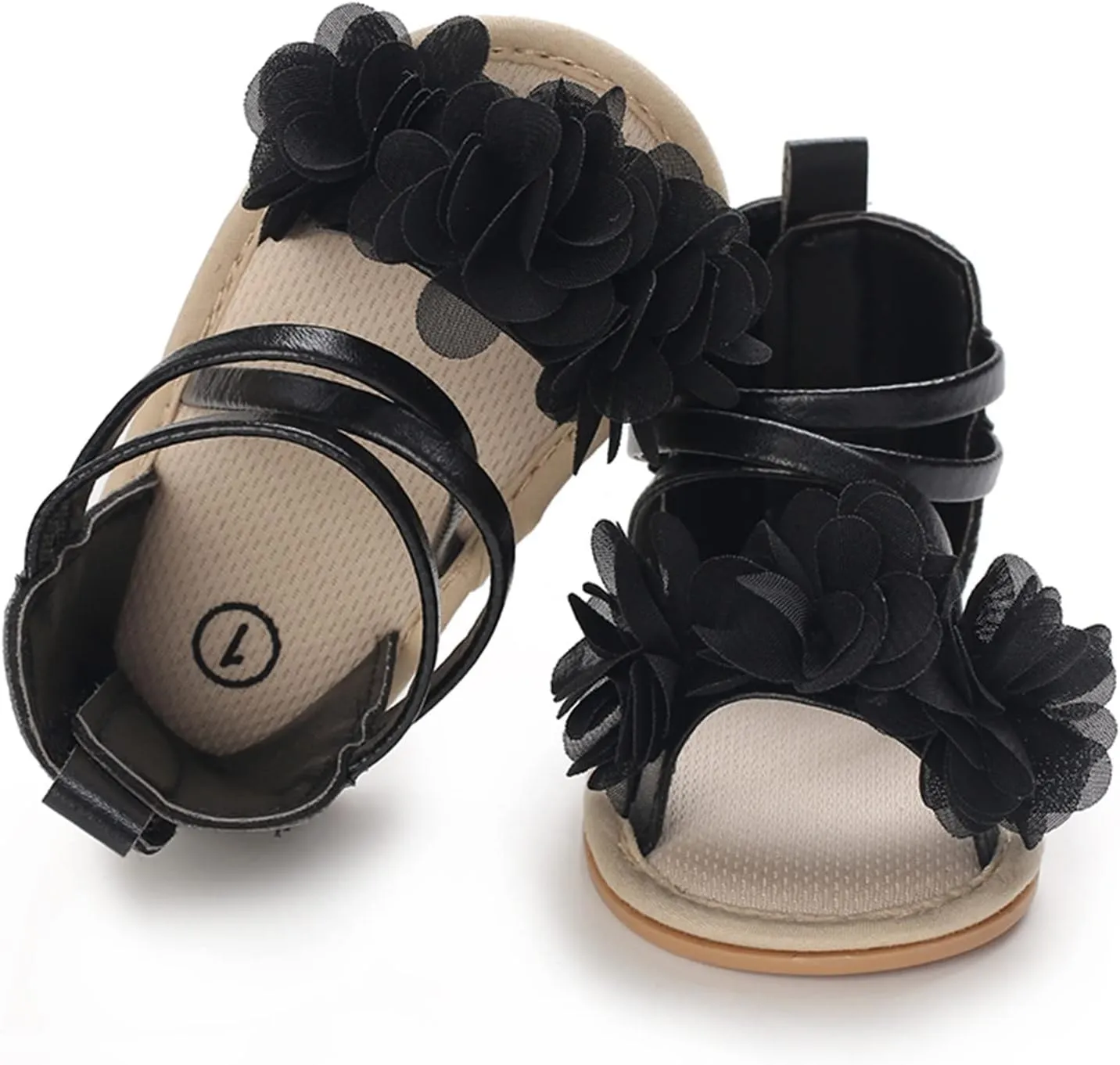 Baby Girls Boys Sandals Infant Toddler Shoes First Walkers Prewalkers Soft Sole Barefoot Flat (Black, 0-6 Months)