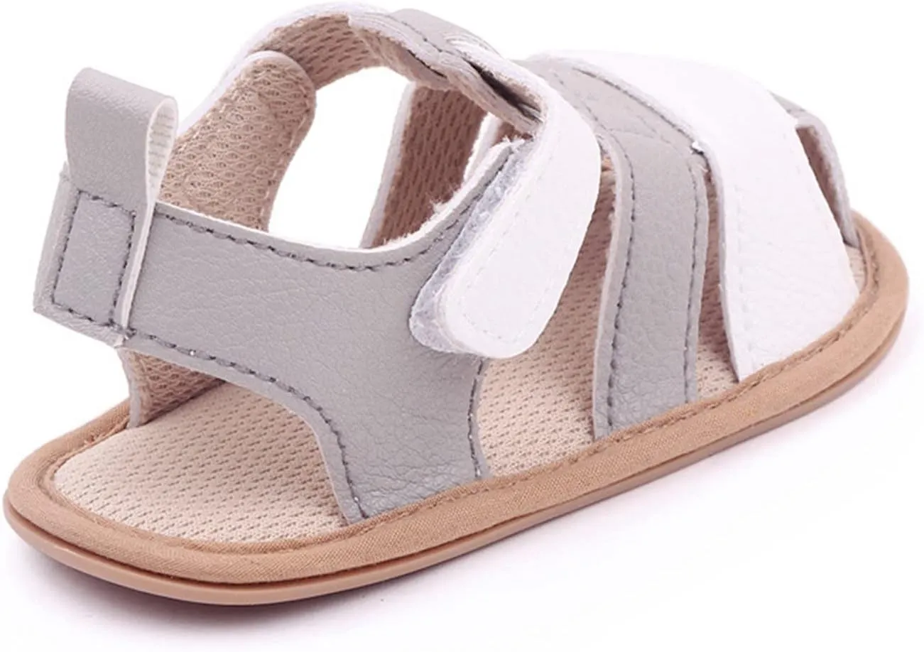Baby Girls Boys Sandals Infant Toddler Shoes Newborn First Walkers Crib Shoes Soft Sole Prewalker (Grey, 4.5 Infant)