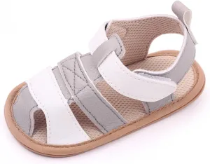 Baby Girls Boys Sandals Infant Toddler Shoes Newborn First Walkers Crib Shoes Soft Sole Prewalker (Grey, 4.5 Infant)