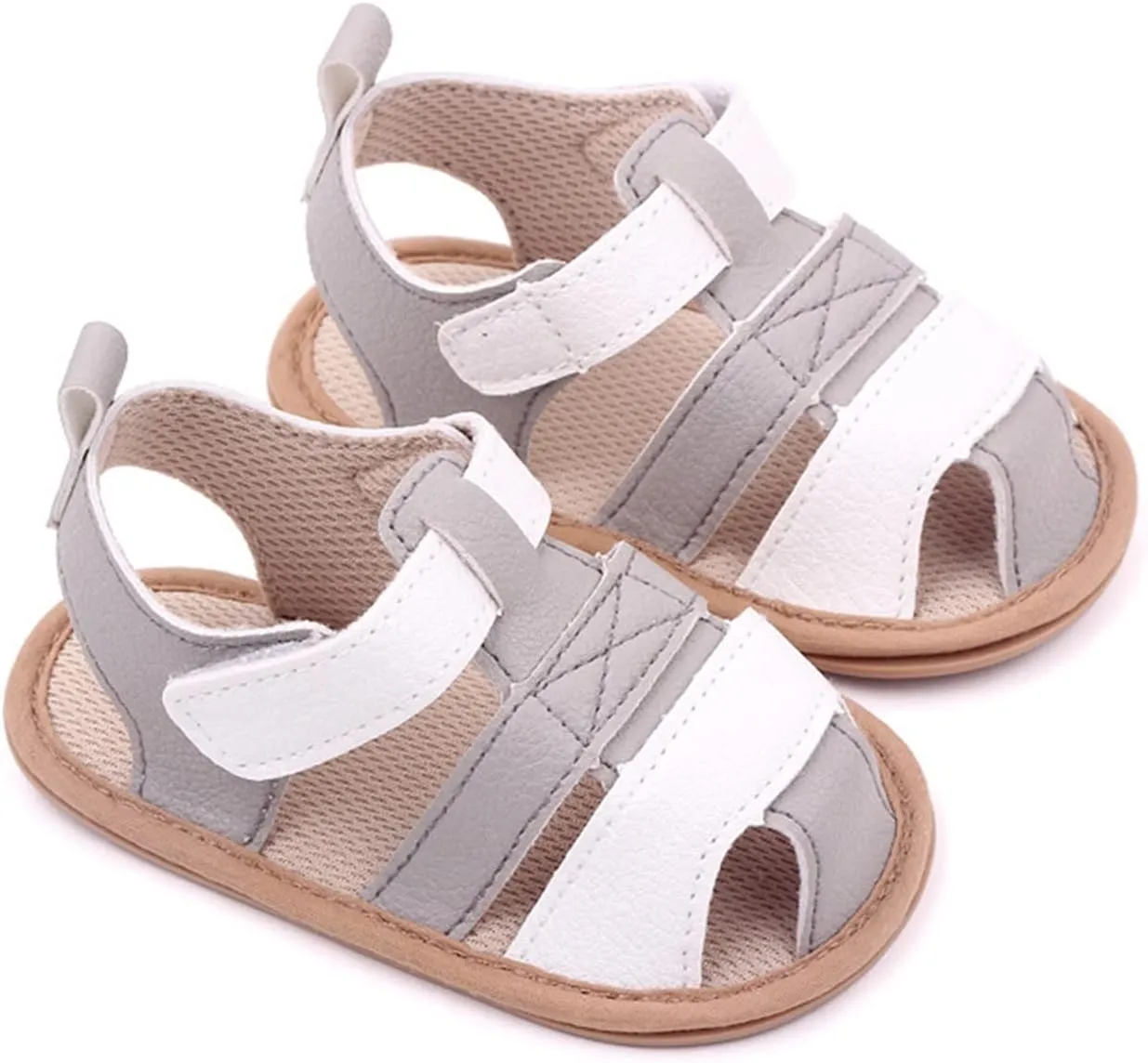Baby Girls Boys Sandals Infant Toddler Shoes Newborn First Walkers Crib Shoes Soft Sole Prewalker (Grey, 4.5 Infant)