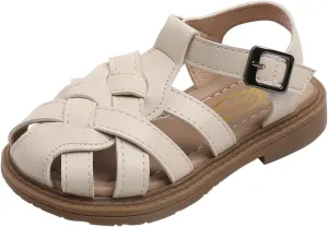 Baby Girls Boys Sandals Shoes Children's Beach Slip On Shoes Soft Sole Toe Crash Roman Sandals Summer Comfy Shoes F-035 White 6