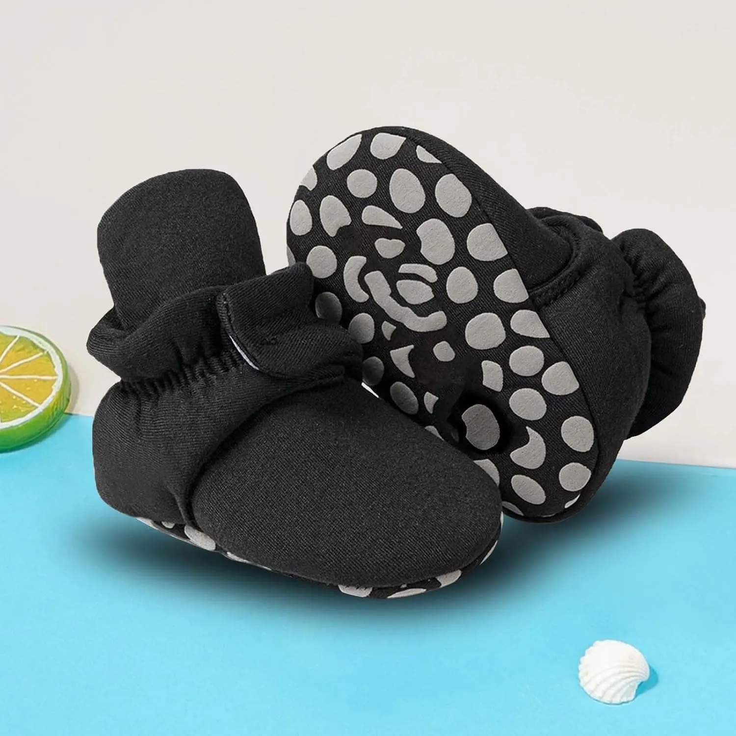 Baby Girls Boys Shoes Socks Solid Color Knitted Plush Soft Sole Anti-Slip Warm Winter Indoor Outdoor Casual Snap Booties