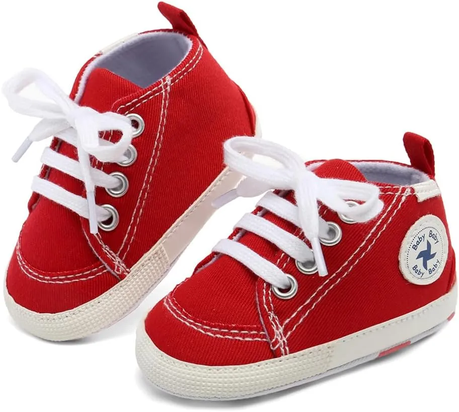 Baby Girls Boys Shoes Soft Anti-Slip Sole Newborn First Walkers High Top Canvas Denim Unisex Infant Sneaker