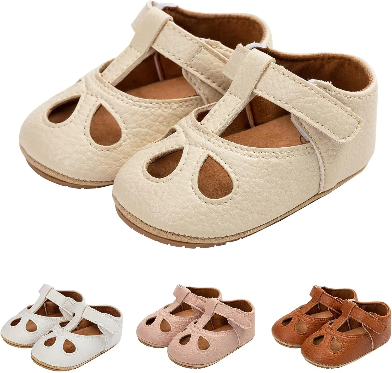Baby Girls Mary Jane Flats Shoes Infant Hollowed Non-Slip Soft Sole Sandals Toddler First Walkers Outdoor Sneakers