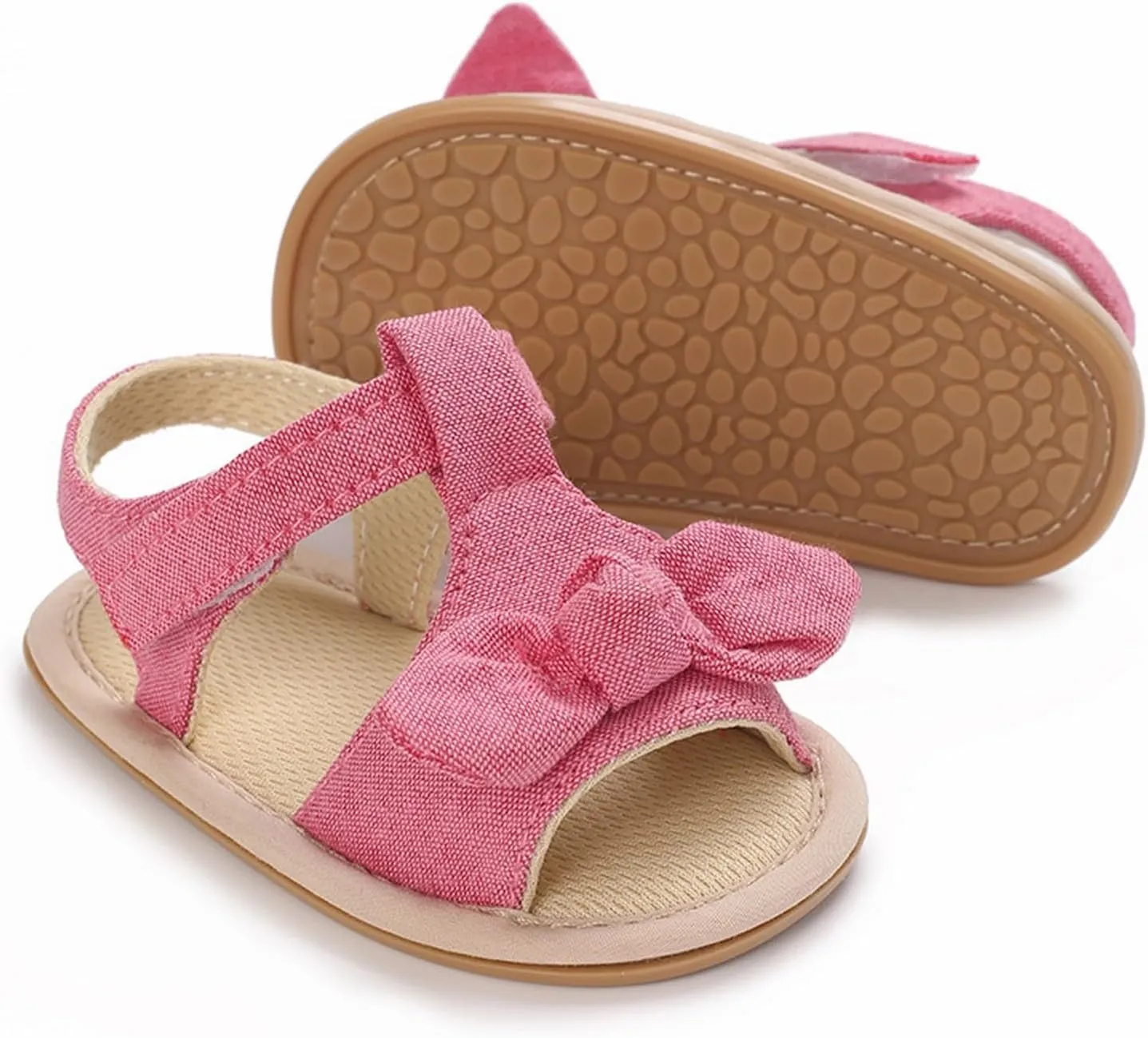 Baby Girls Sandals Ruffle Bowknot Premium Soft Sole Anti Slip Open Toe Breathable Summer Outdoor Toddler