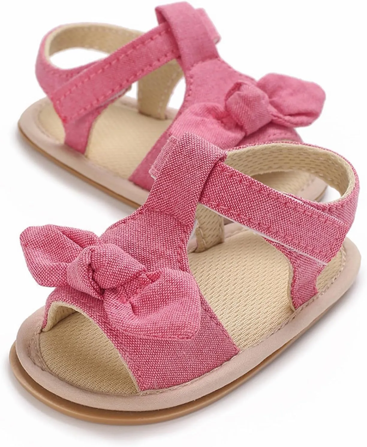 Baby Girls Sandals Ruffle Bowknot Premium Soft Sole Anti Slip Open Toe Breathable Summer Outdoor Toddler