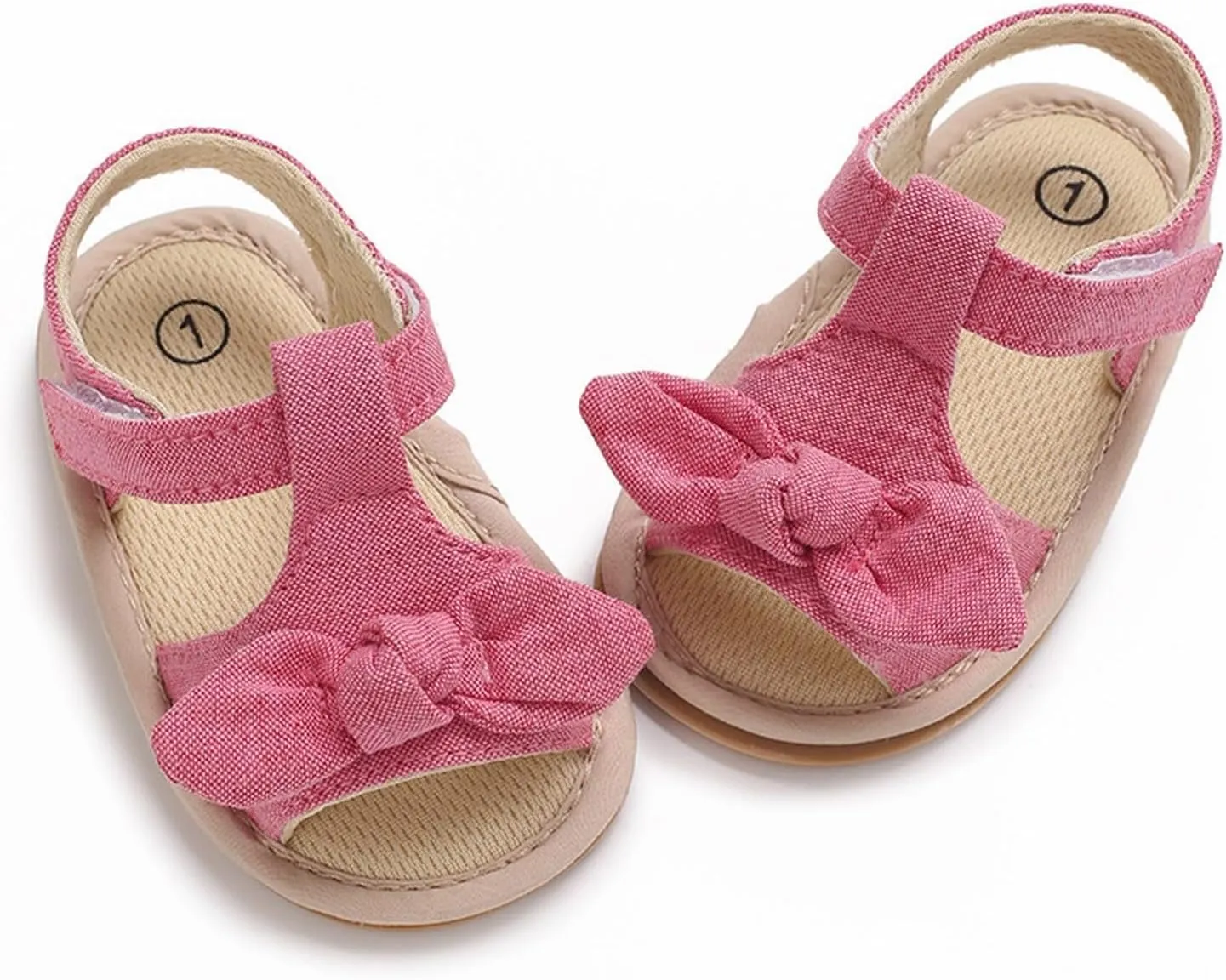 Baby Girls Sandals Ruffle Bowknot Premium Soft Sole Anti Slip Open Toe Breathable Summer Outdoor Toddler