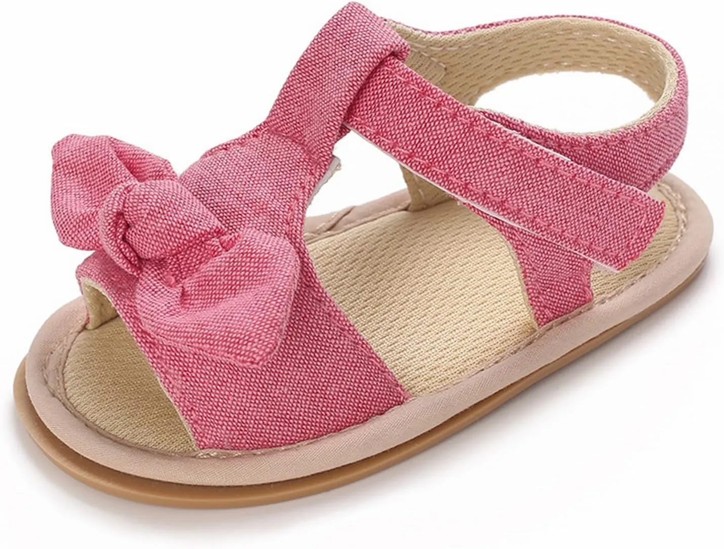 Baby Girls Sandals Ruffle Bowknot Premium Soft Sole Anti Slip Open Toe Breathable Summer Outdoor Toddler