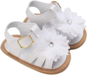 Baby Girls Sandals Ruffle Bowknot Premium Soft Sole Open Toe Breathable Summer Outdoor Shoes Sliders Sandals for Girls