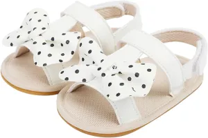 Baby Infant Shoes Boy Girl Sandals First Walking Shoe Bowknot Soft Sole Flat Shoes Comfortable Summer (White, 6 Infant)