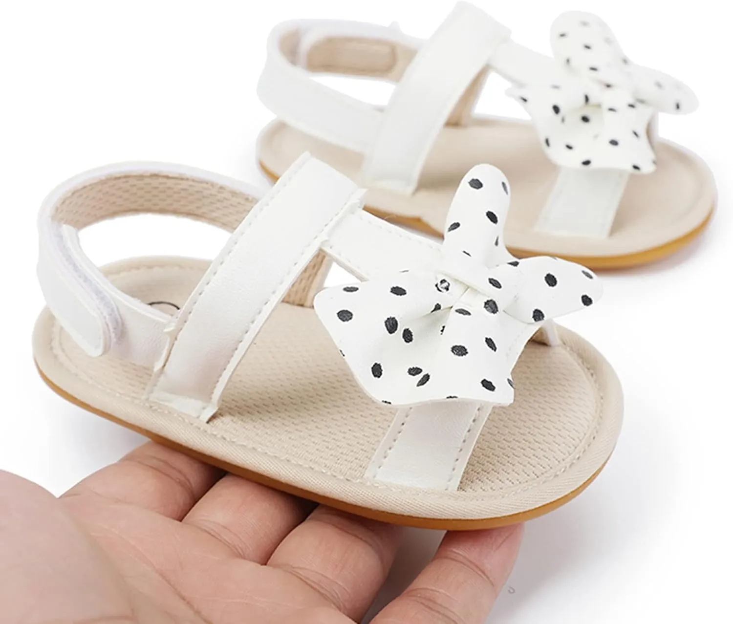 Baby Infant Shoes Boy Girl Sandals First Walking Shoe Bowknot Soft Sole Flat Shoes Comfortable Summer (White, 6 Infant)