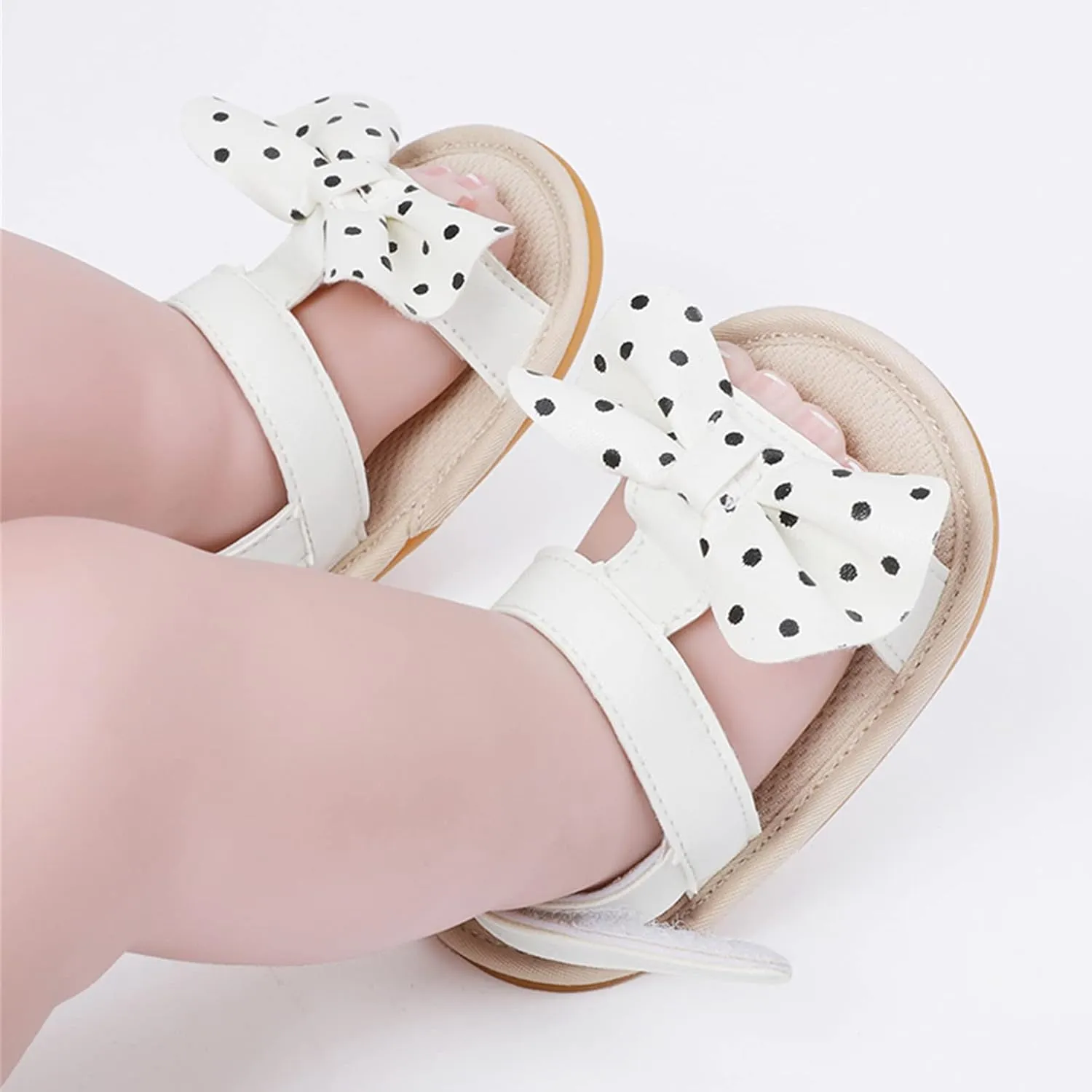 Baby Infant Shoes Boy Girl Sandals First Walking Shoe Bowknot Soft Sole Flat Shoes Comfortable Summer (White, 6 Infant)