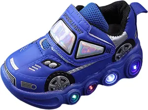 Baby Light Up Shoes Casual Cartoon Car Sneaker Kids Sports Shoes Light Up Shoes for Boys Toddler Girl Tennis Shoes