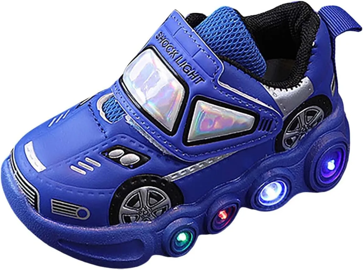 Baby Light Up Shoes Casual Cartoon Car Sneaker Kids Sports Shoes Light Up Shoes for Boys Toddler Girl Tennis Shoes