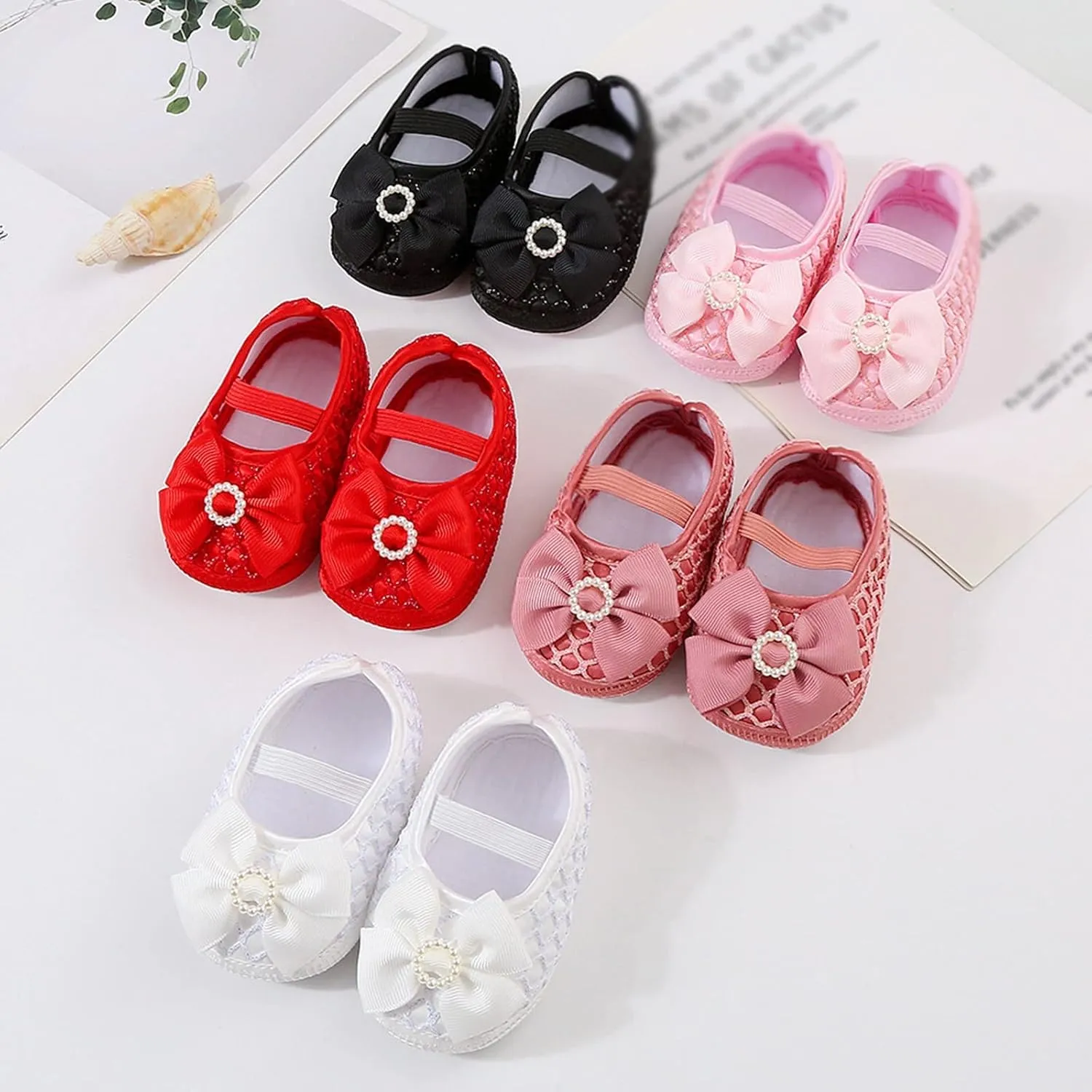 Baby Shoes Fashion Soft Sole Toddler Shoes Pearl Dress Flower Princess Shoes Toddler Shoes Silver Shoes for Girls (Black, 4.5 Infant)