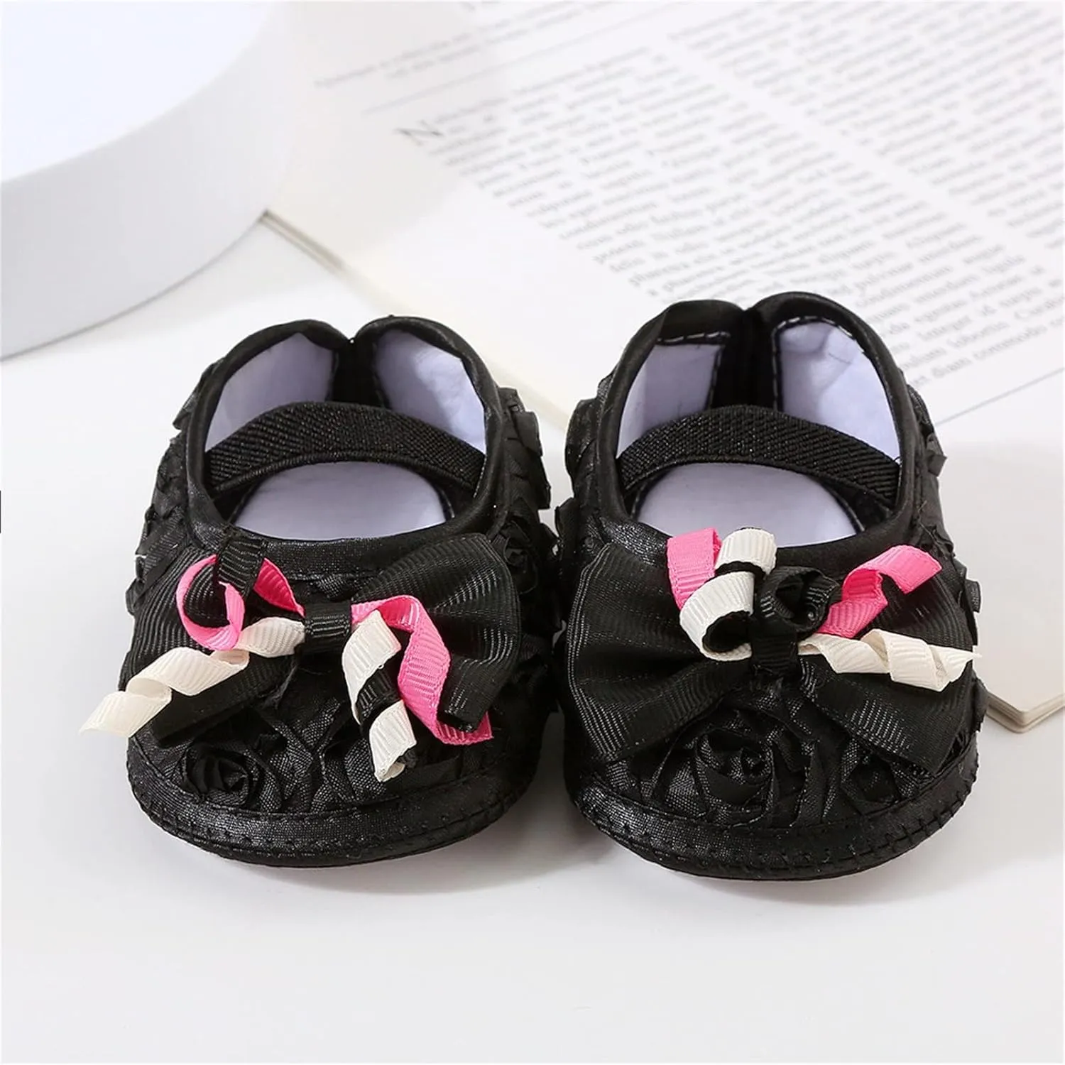 Baby Shoes Fashion Soft Sole Toddler Shoes Pearl Dress Flower Princess Shoes Toddler Shoes Winter Shoes for Kids (Black, 4 Infant)