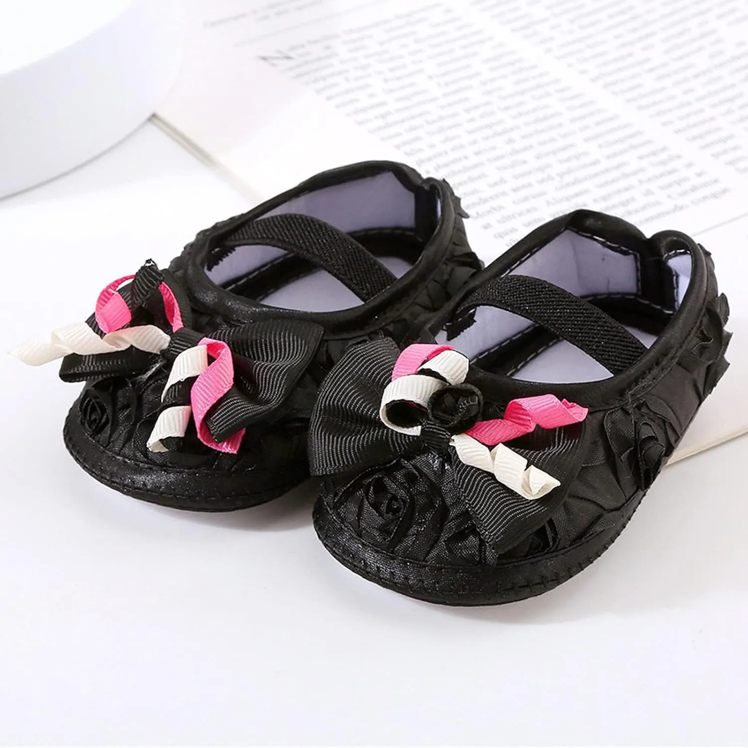 Baby Shoes Fashion Soft Sole Toddler Shoes Pearl Dress Flower Princess Shoes Toddler Shoes Winter Shoes for Kids (Black, 4 Infant)