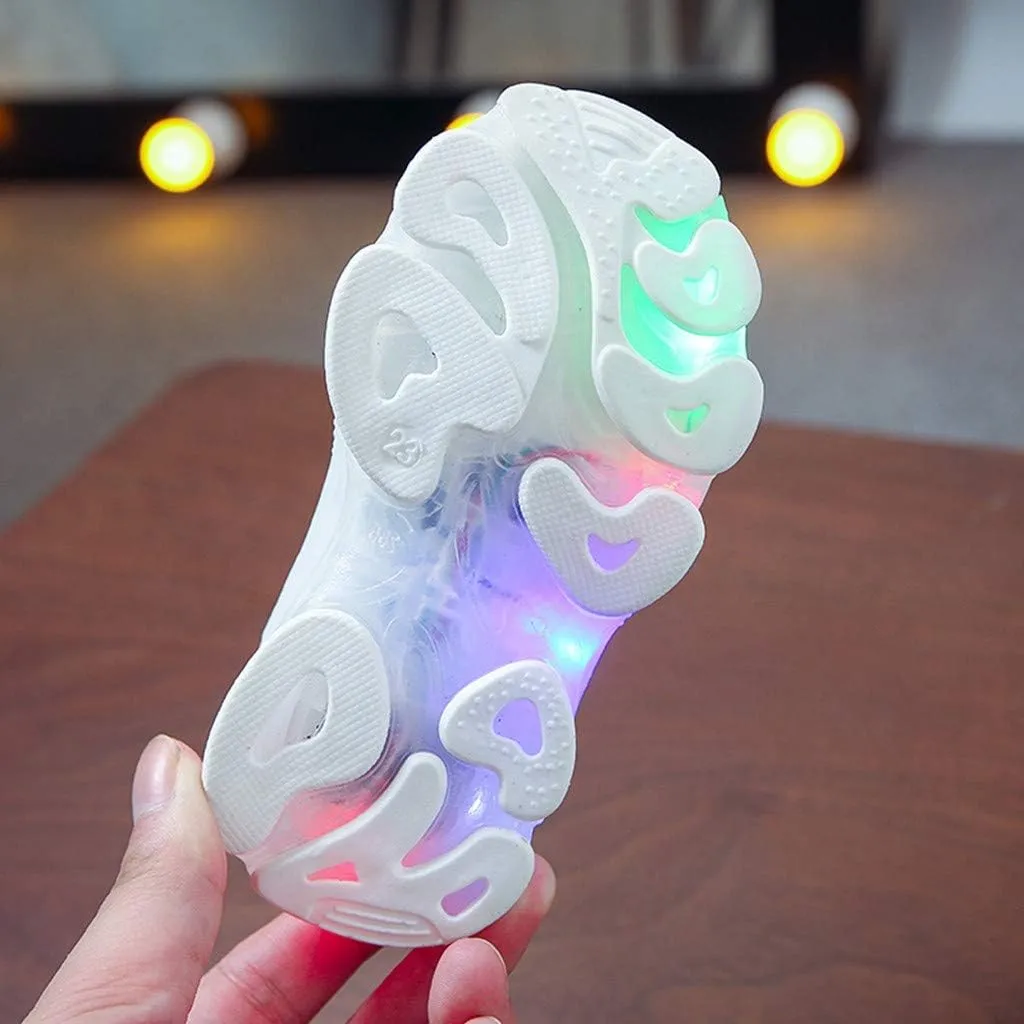 Baby Shoes Girl Children Baby Luminous Shoes Sport Boys Casual Led Run Girls Mesh Letter Baby Shoes (White, 2.5-3 Years)