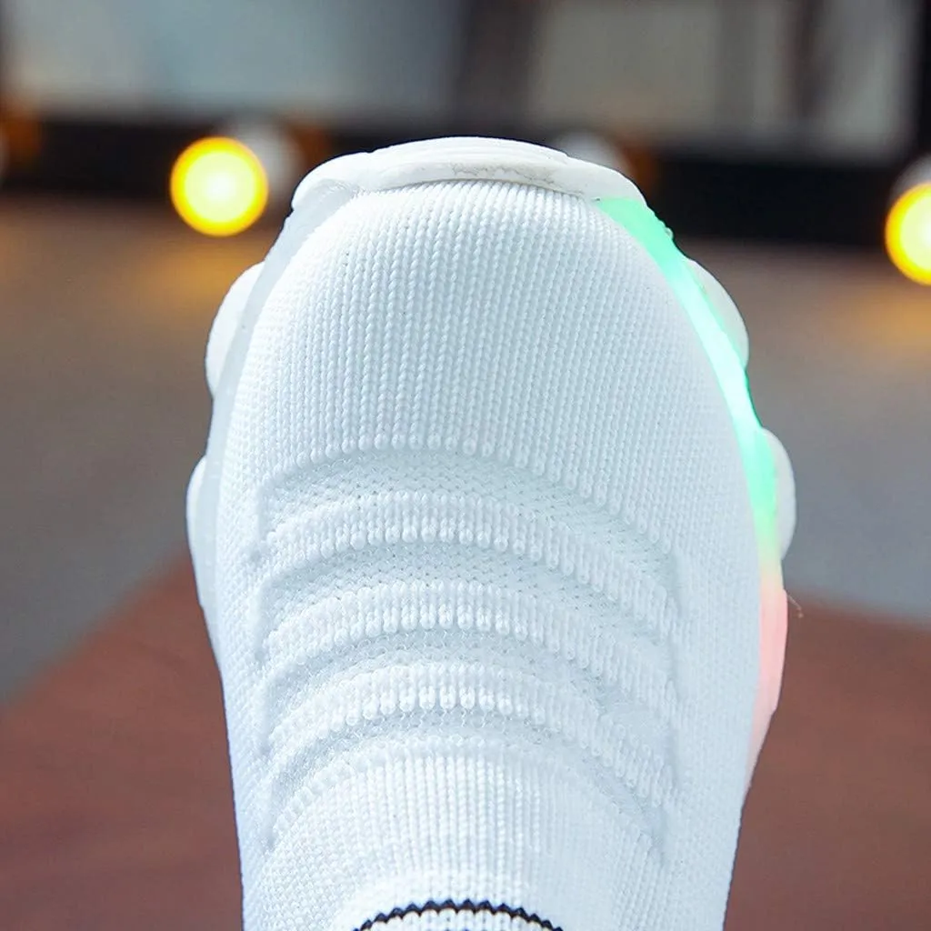 Baby Shoes Girl Children Baby Luminous Shoes Sport Boys Casual Led Run Girls Mesh Letter Baby Shoes (White, 2.5-3 Years)
