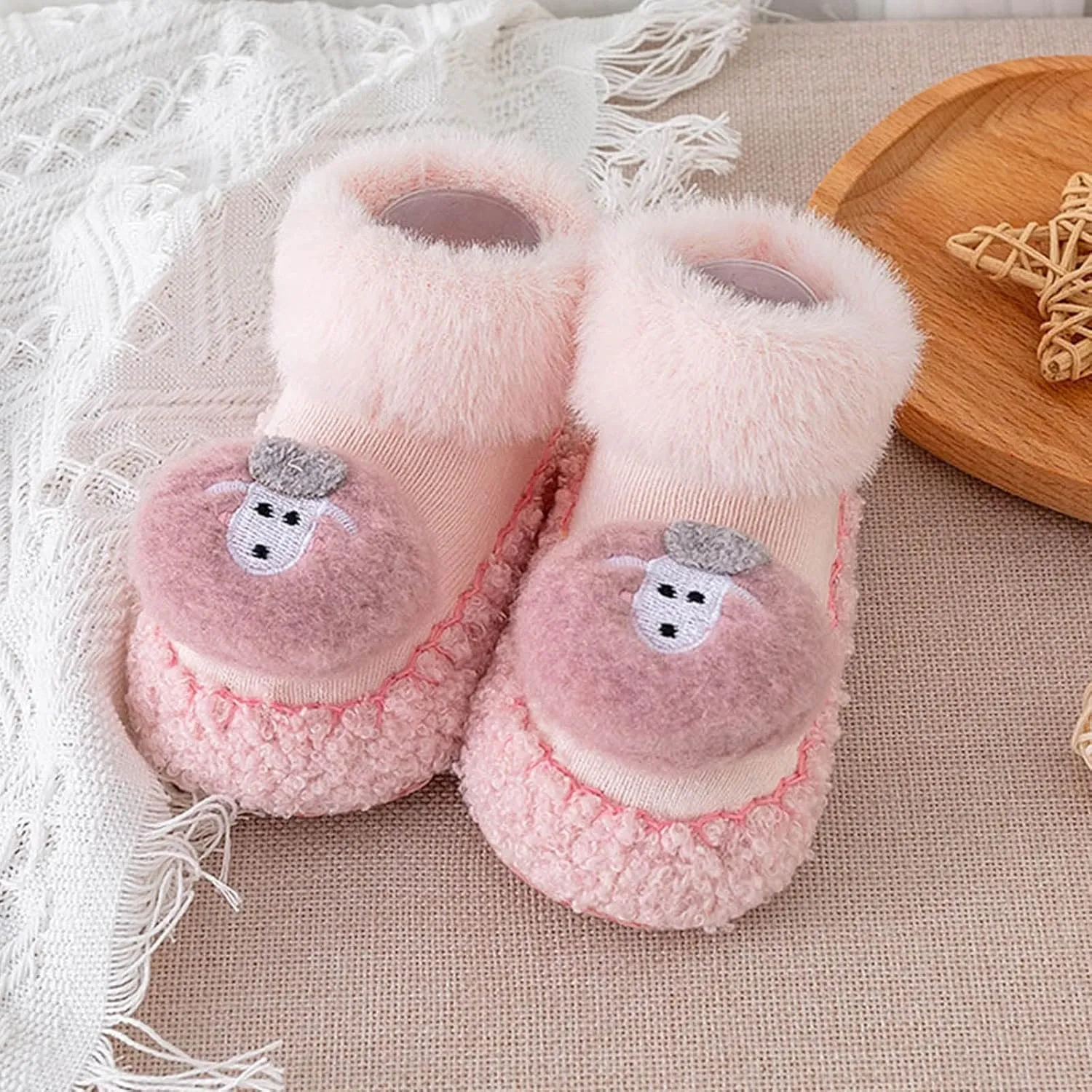 Baby Shoes Infant Socks Shoes Kids Toddler Cute Animal Fuzzy Bunny First Walking Slipper Sneakers Winter Warm Shoes