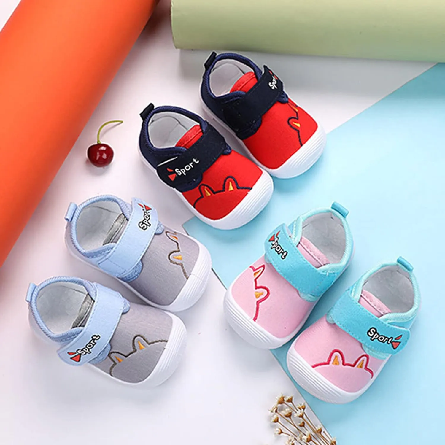 Baby Sneakers Newborn Cartoon Soft Anti-Slip Sole Sport Shoes First Walking Breathable Athletic Running Shoes