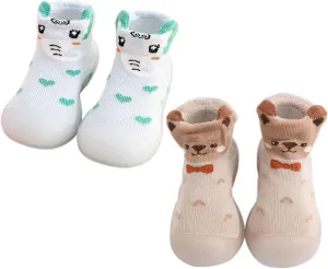 Baby Sock Shoes Toddler Walking Shoes Infant Non-Slip Indoor Cartoon Slippers Soft Rubber Sole Slip On Sneaker