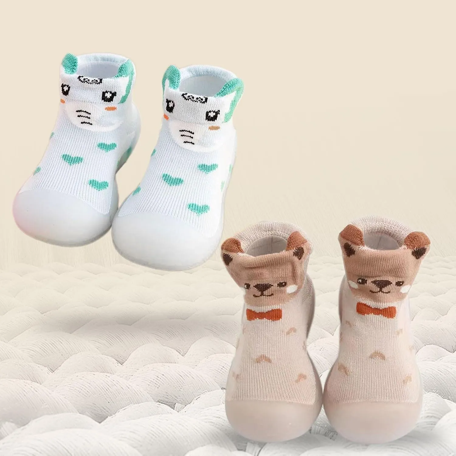 Baby Sock Shoes Toddler Walking Shoes Infant Non-Slip Indoor Cartoon Slippers Soft Rubber Sole Slip On Sneaker
