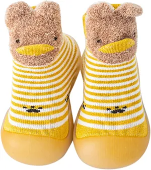 Baby Sock Shoes,Boys Girls Cartoon Shoes First Walking Shoes Non-Slip Socks Kids Floor Shoes White Shoes B