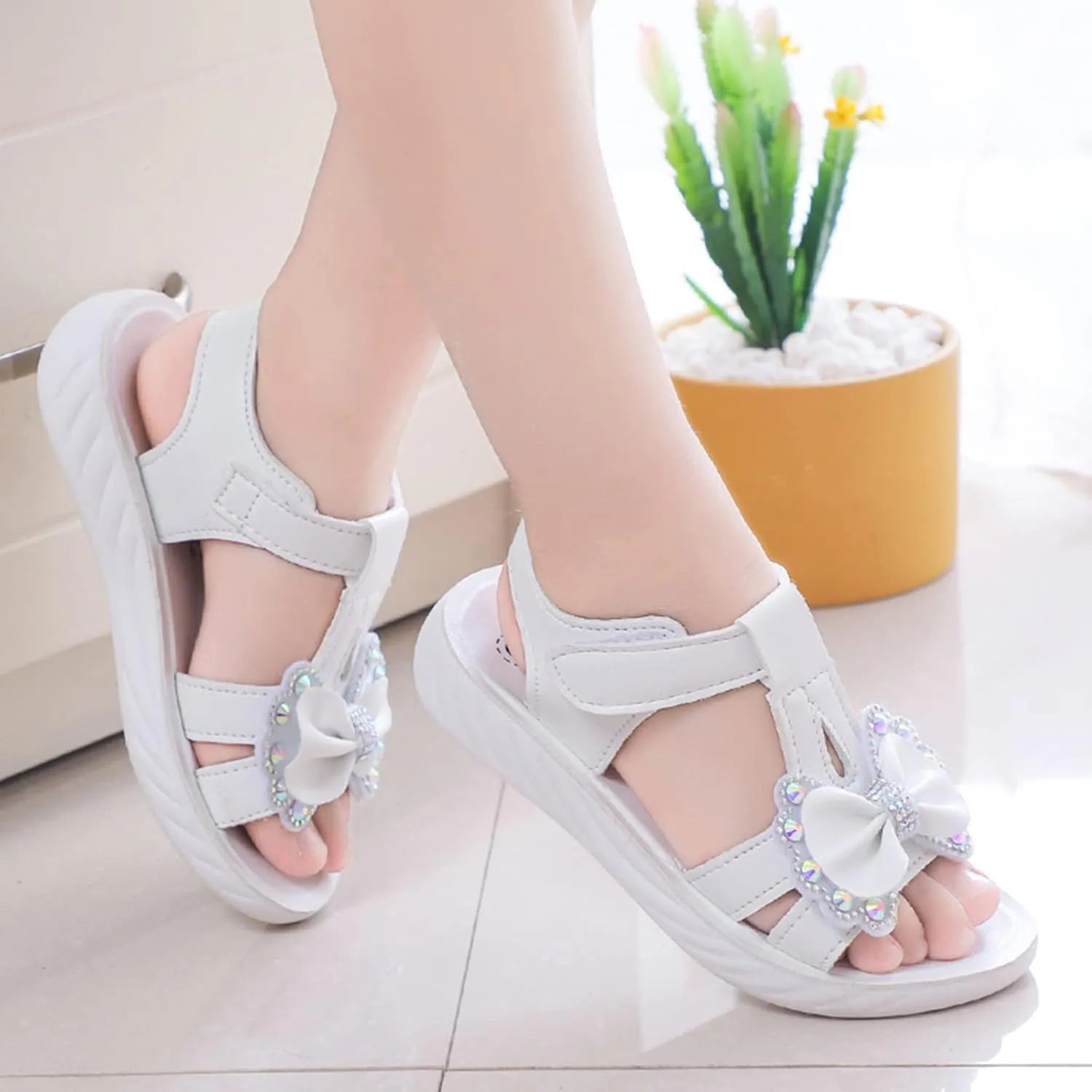 Baby Solid Color Foot Warmer Children Shoes Summer Sandals Fashion Little Girls Soft Soles Children Bow Shoes