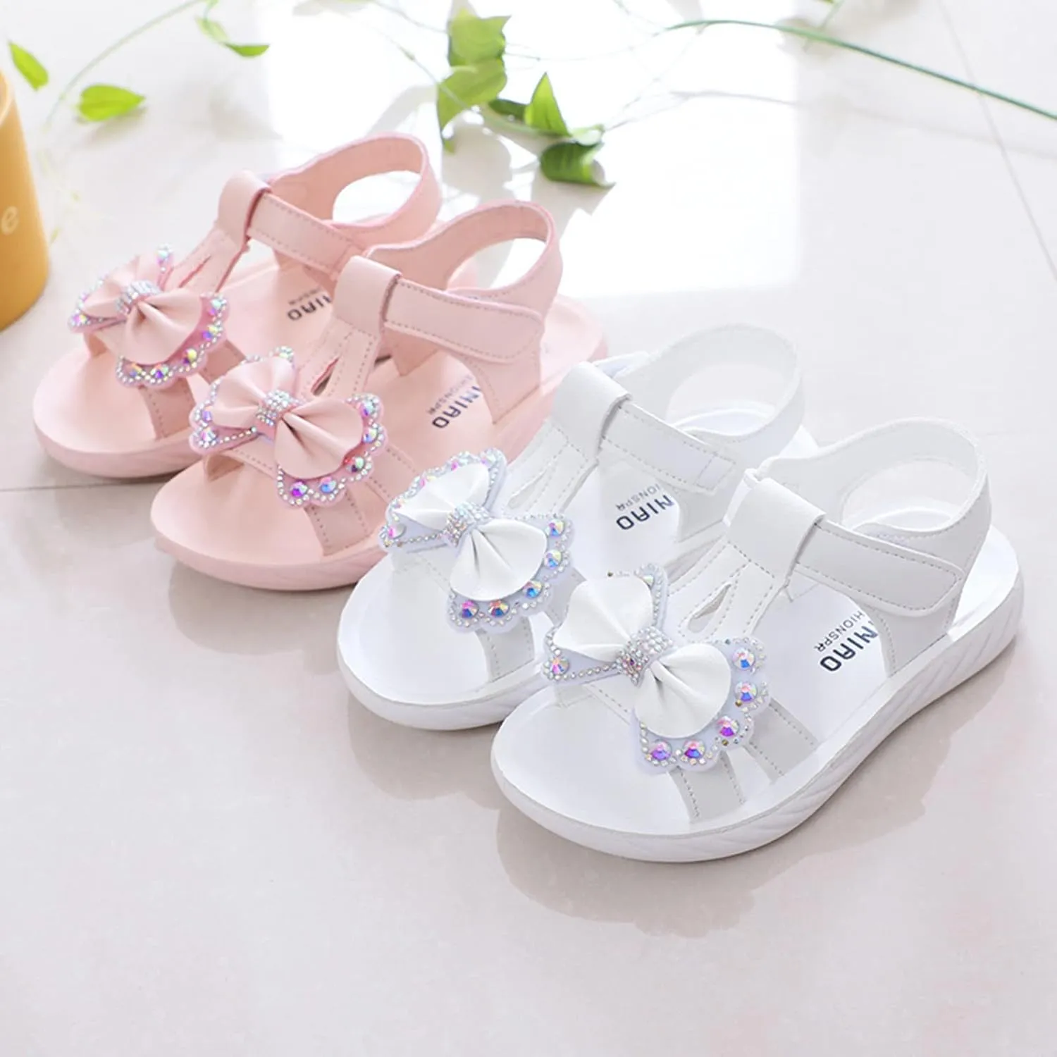Baby Solid Color Foot Warmer Children Shoes Summer Sandals Fashion Little Girls Soft Soles Children Bow Shoes