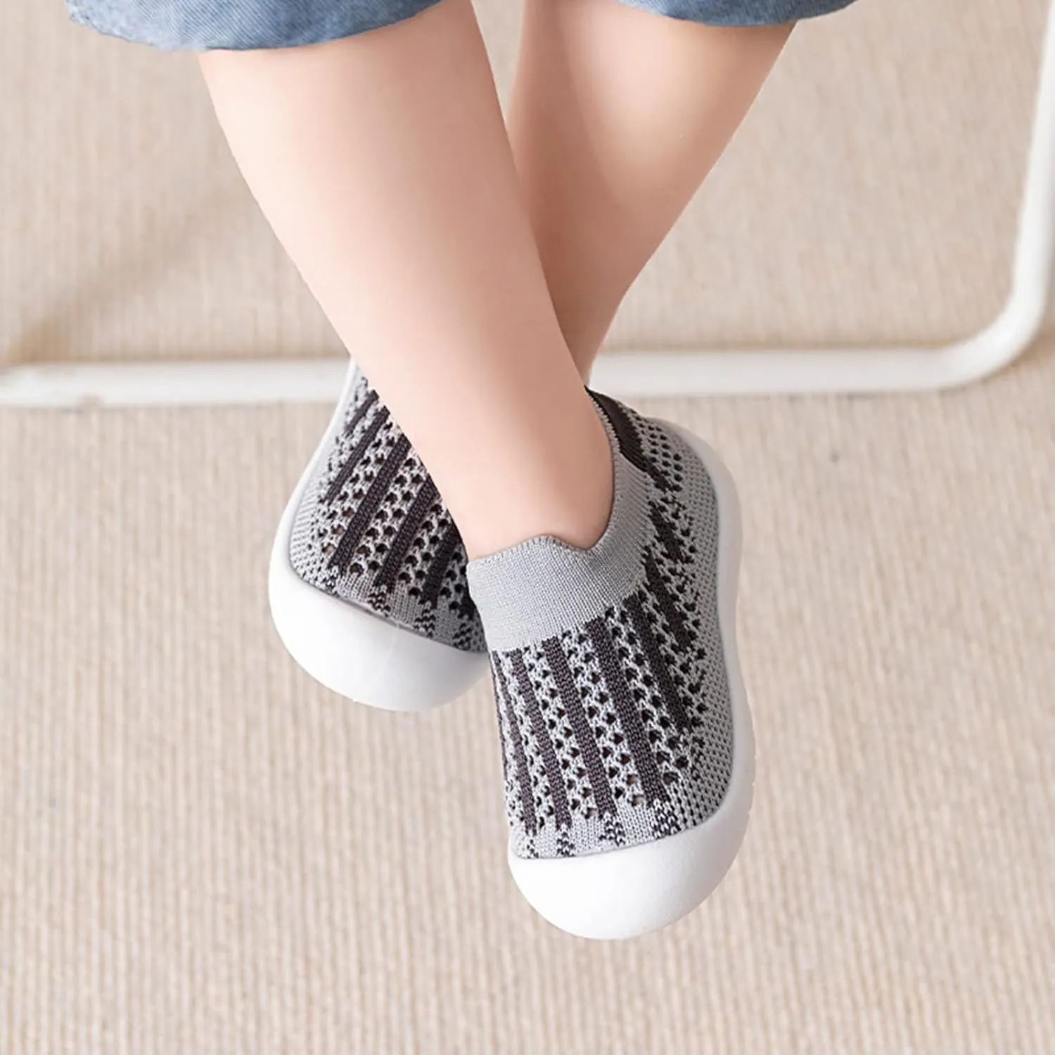 Baby Toddler First Walking Non-Skid Shoes Infant Boys Girls Soft Sole Summer Breathable Knitted Mesh Socks Shoes Slip-on Slippers (Gray, 2.5Years)
