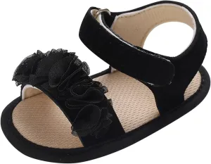Baby Toddler Sandals Infant Girls Boys Shoes First Walkers Non-Slip Soft Sole Flat Shoes Summer Crib Shoes (Black, 3)