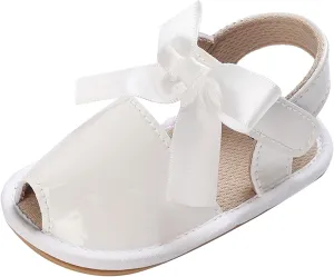Baby Toddler Sandals Infant Girls Boys Shoes First Walkers Soft Anti-Slip Sole Flat Sandals Cute (White, 6 Toddler)