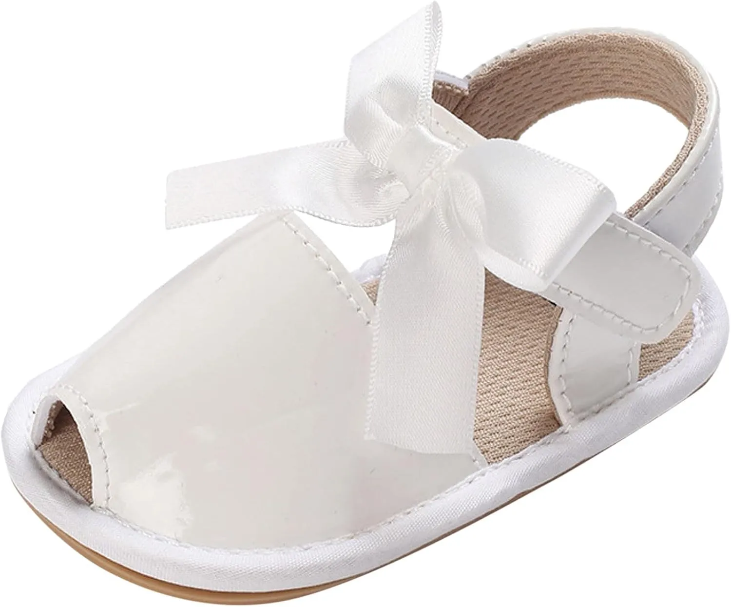 Baby Toddler Sandals Infant Girls Boys Shoes First Walkers Soft Anti-Slip Sole Flat Sandals Cute (White, 6 Toddler)