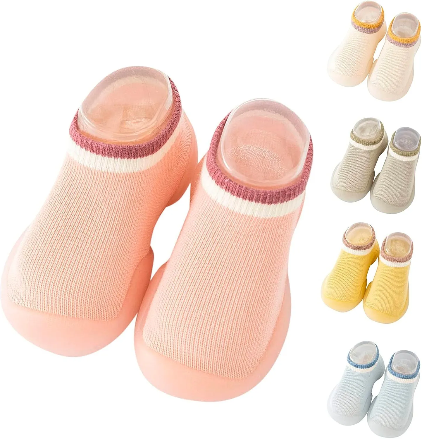 Baby Toddler Sock Shoes Training Shoes Non-Skid Floor Slipper with Rubber Sole Slip on Sneakers Protect Toes Shoes