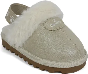 BEARPAW Unisex Faux Fur Lined Suede Infant Shoes - Hard Bottom Baby Shoes for Boys and Girls - Leather Walker Slippers