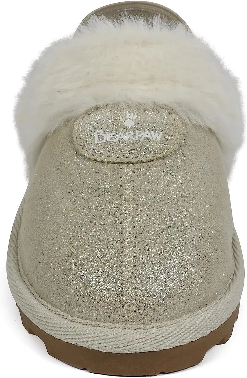BEARPAW Unisex Faux Fur Lined Suede Infant Shoes - Hard Bottom Baby Shoes for Boys and Girls - Leather Walker Slippers