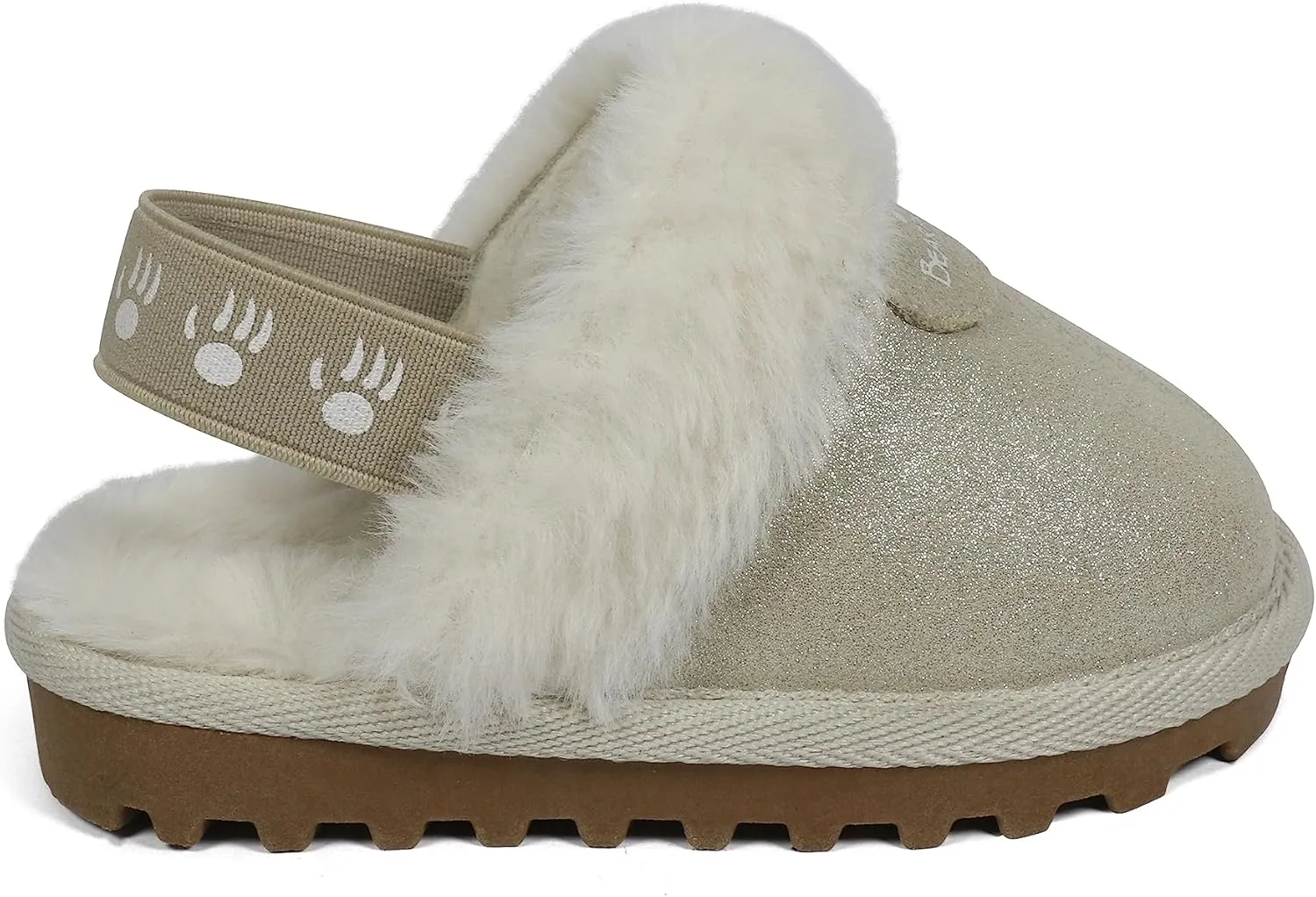 BEARPAW Unisex Faux Fur Lined Suede Infant Shoes - Hard Bottom Baby Shoes for Boys and Girls - Leather Walker Slippers