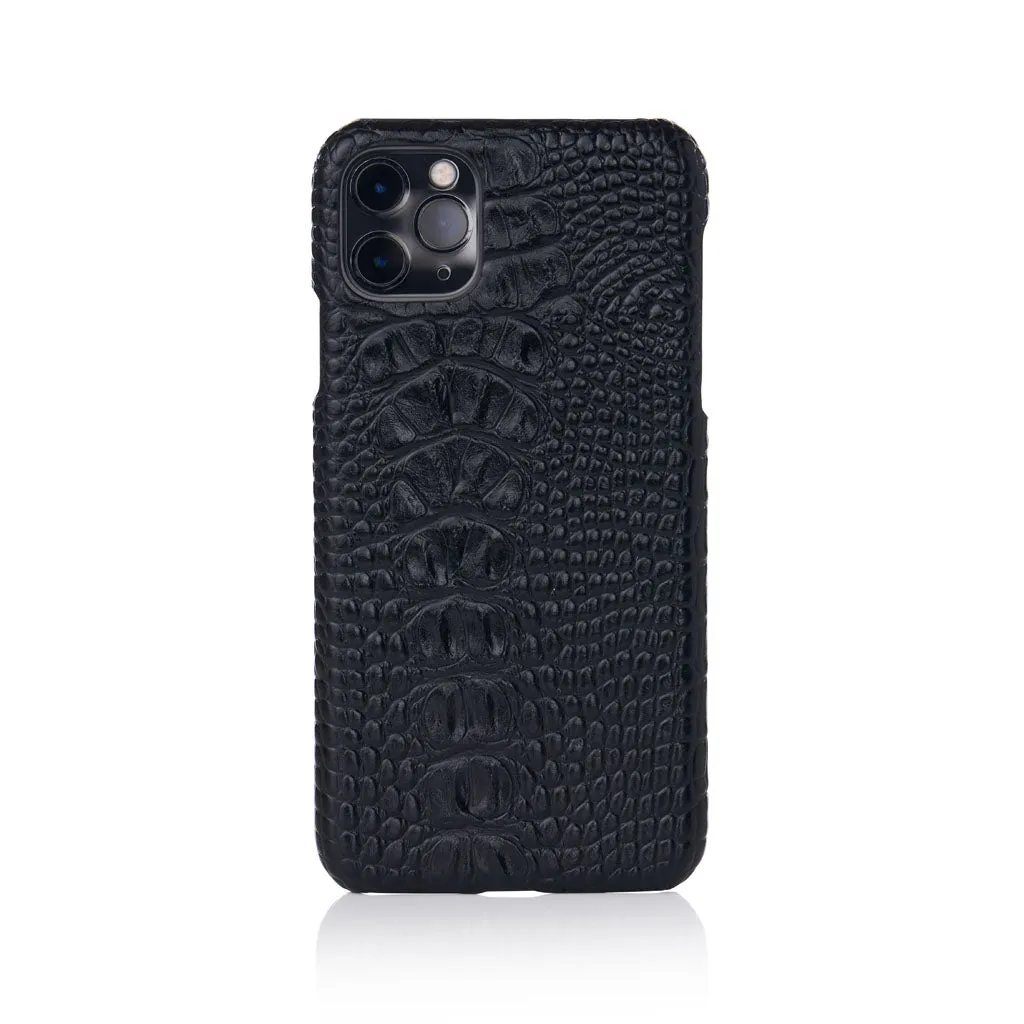 Black Faux Crocodile iPhone Case