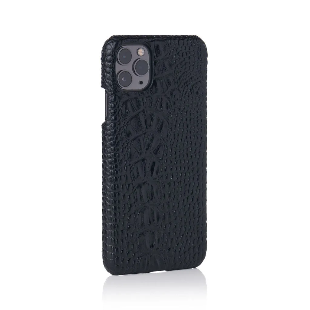 Black Faux Crocodile iPhone Case