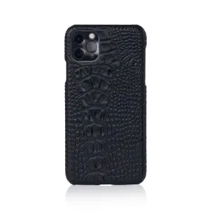 Black Faux Crocodile iPhone Case