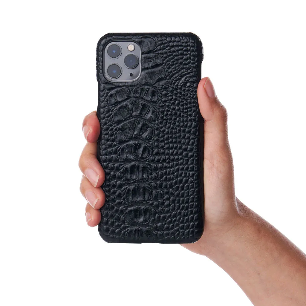 Black Faux Crocodile iPhone Case