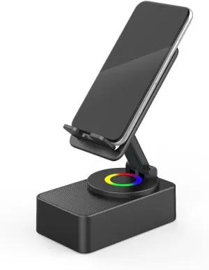 Bluetooth Wireless Speaker with Phone Holder, Capable of Making Phone Calls, Supports Bluetooth Connection for Mobile Phones, AUX Connection for Computers, and Charges Mobile Phones (Black)
