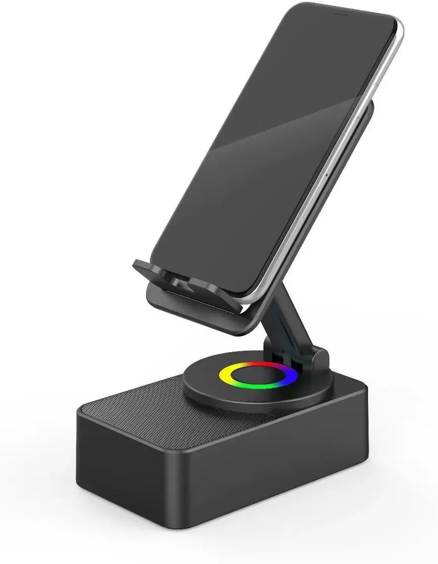 Bluetooth Wireless Speaker with Phone Holder, Capable of Making Phone Calls, Supports Bluetooth Connection for Mobile Phones, AUX Connection for Computers, and Charges Mobile Phones (Black)