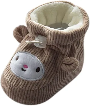 Boots for Snow Man Children Floor Boots Toddler Shoes Cotton Shoes Plus Velvet Thick Warm Soft Soles Cute Shoes Bow Socks Baby Girl