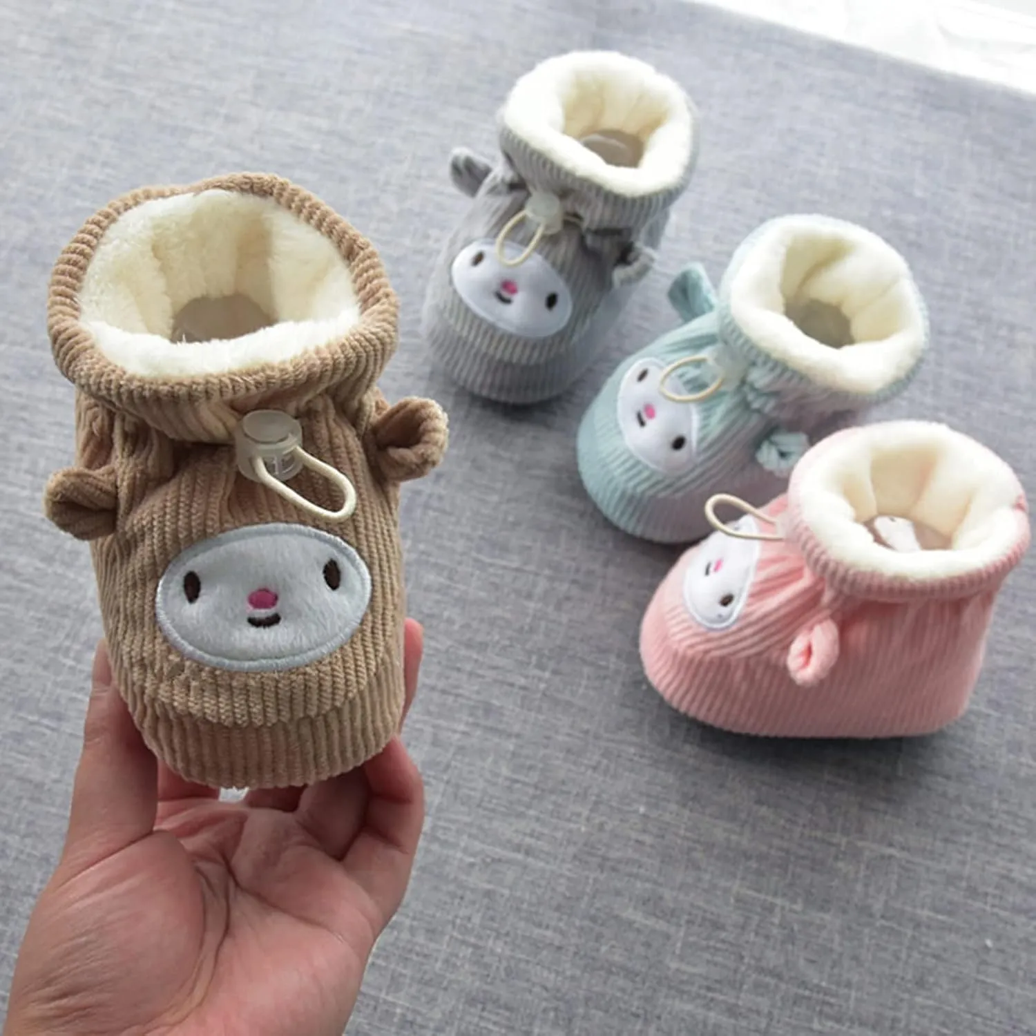 Boots for Snow Man Children Floor Boots Toddler Shoes Cotton Shoes Plus Velvet Thick Warm Soft Soles Cute Shoes Bow Socks Baby Girl